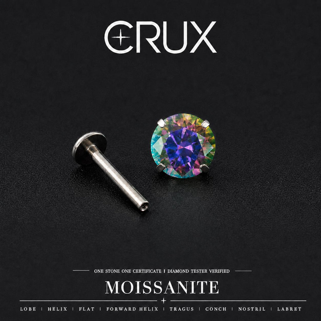 Mystic Rainbow Moissanite Flat Back Stud - product image 1