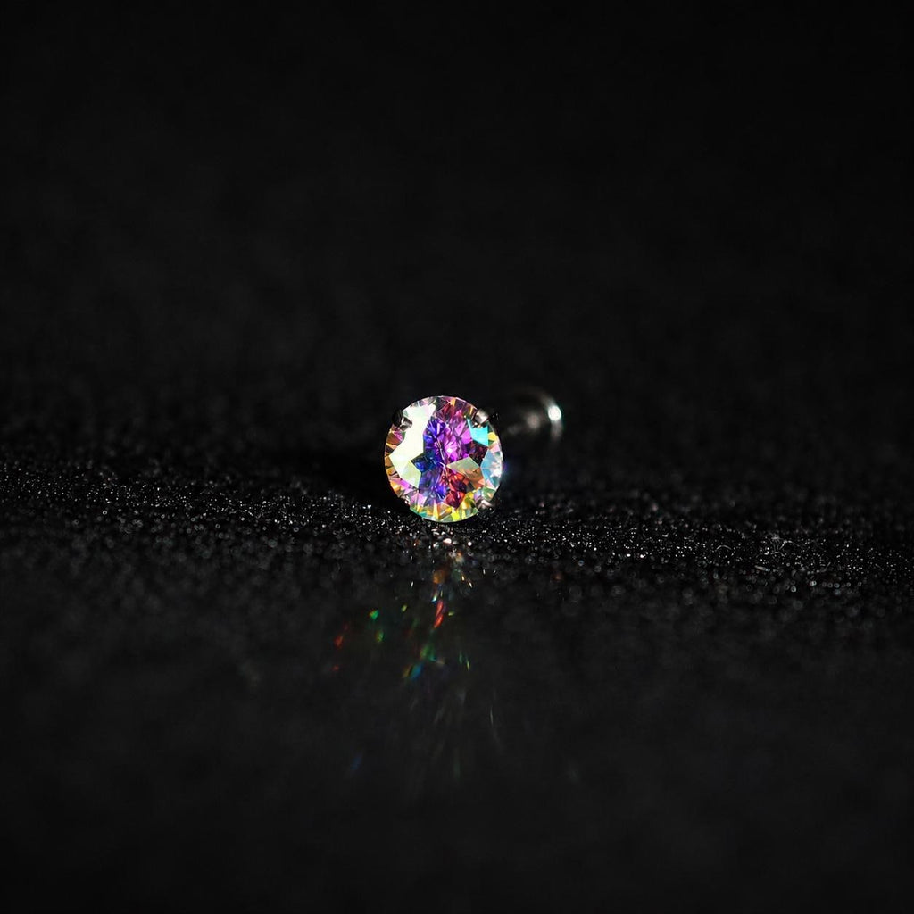 Mystic Rainbow Moissanite Flat Back Stud - product image 3