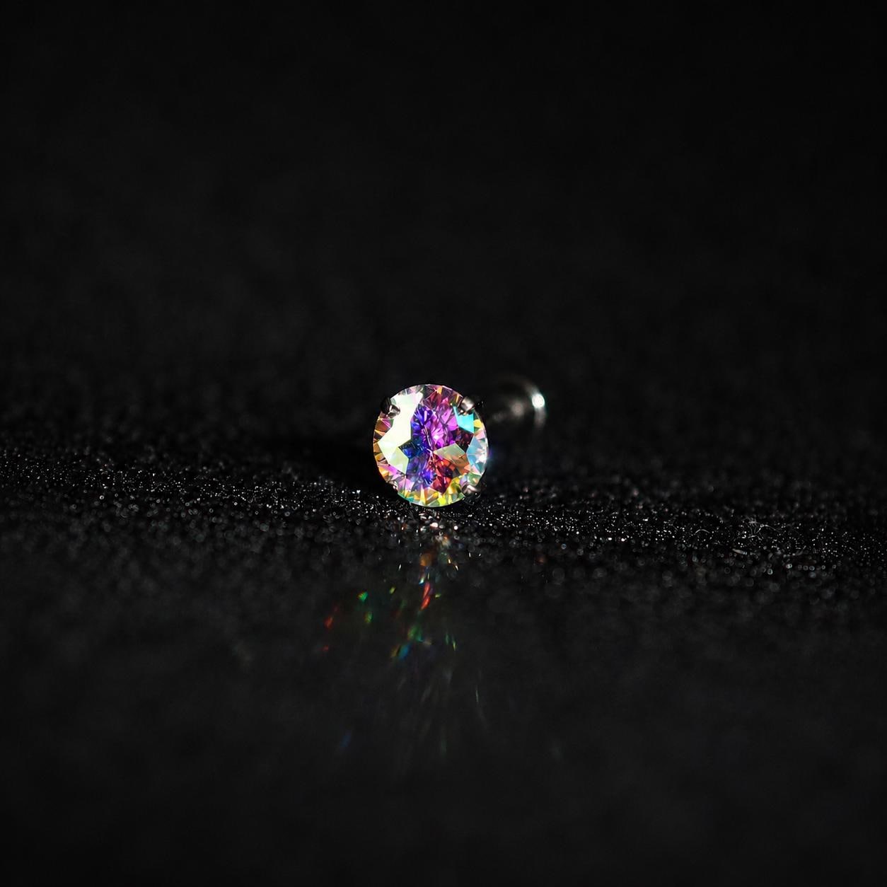 Mystic Rainbow Moissanite Flat Back Stud - product image 3