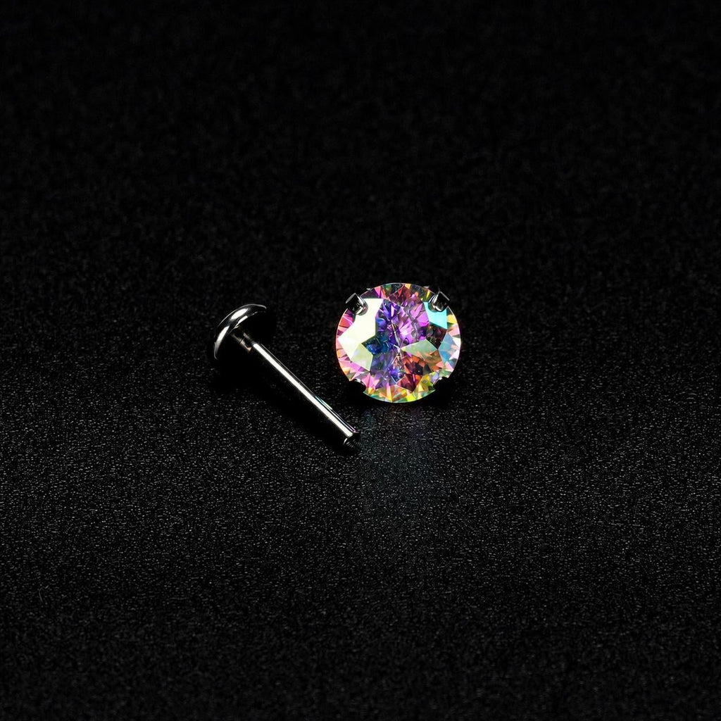 Mystic Rainbow Moissanite Flat Back Stud - product image 4