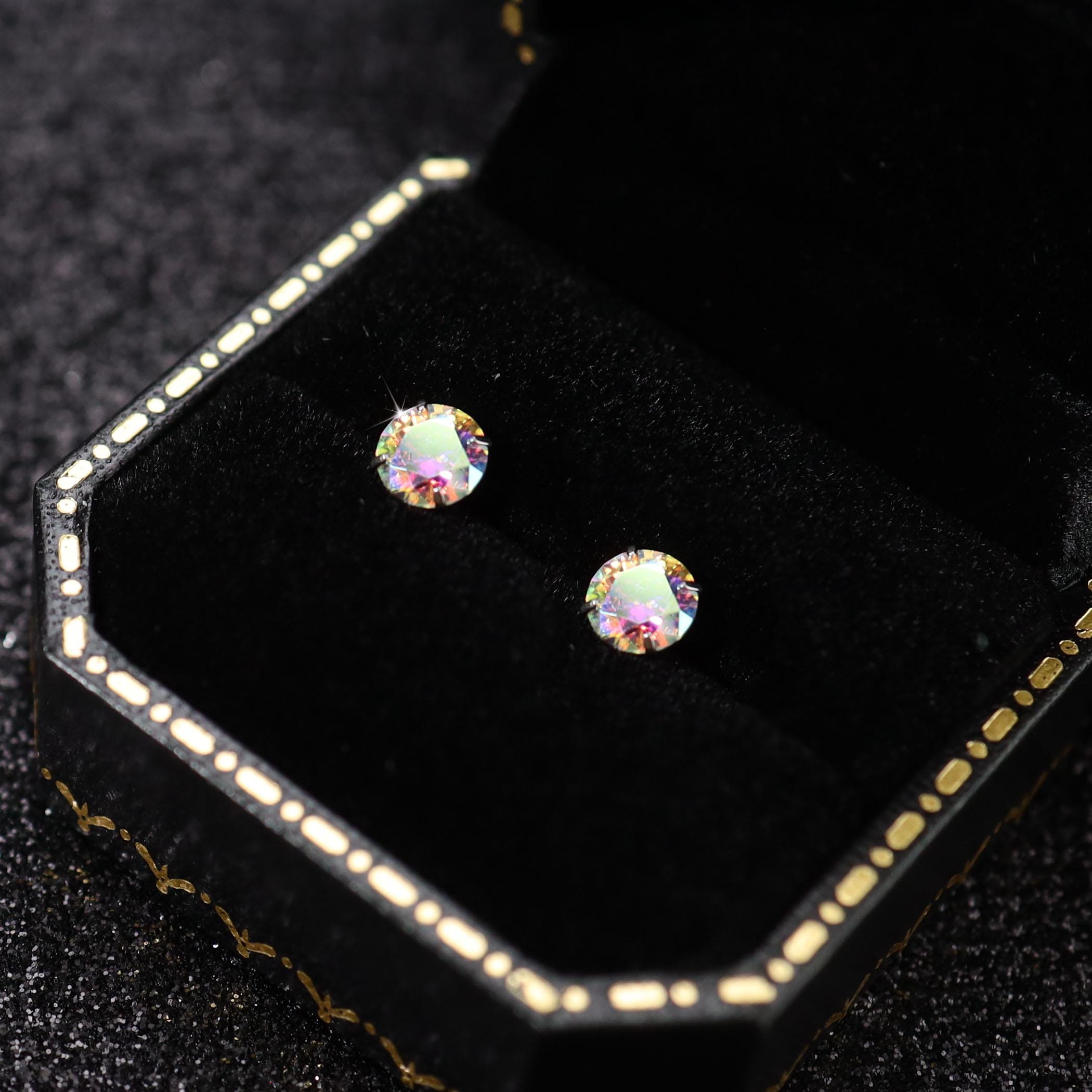 Mystic Rainbow Moissanite Flat Back Stud - product image 5