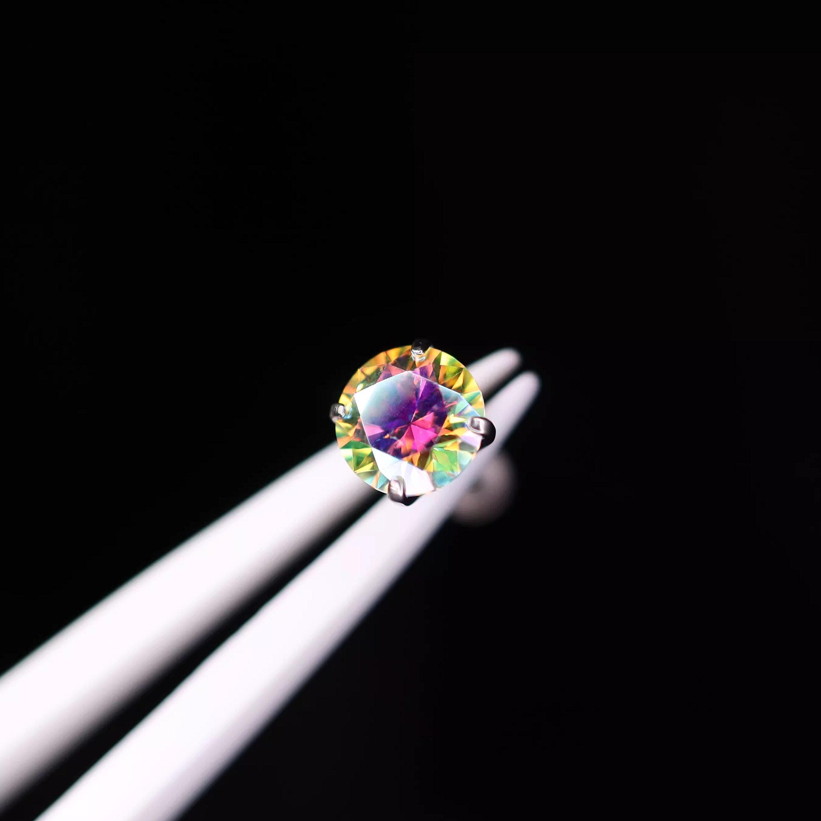 Mystic Rainbow Moissanite Flat Back Stud - product image 6