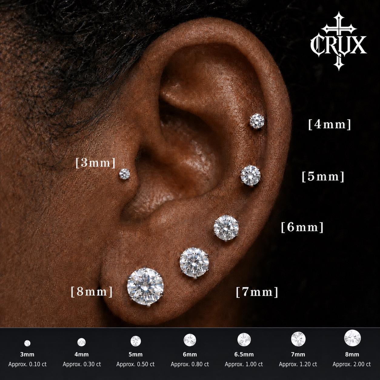Mystic Rainbow Moissanite Flat Back Stud - product image 8