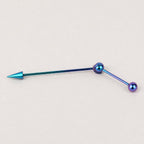 Offset Geometric titanium industrial barbell, detail view 6