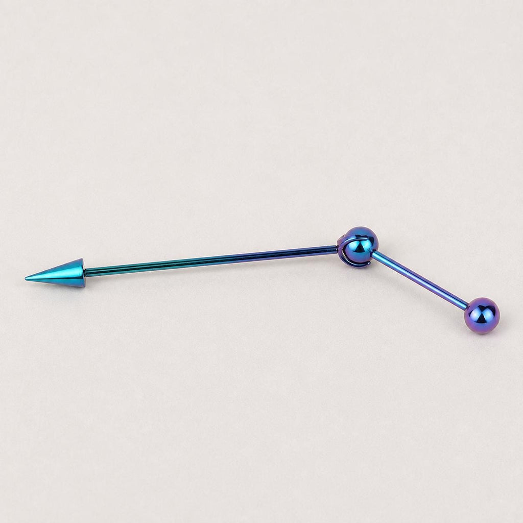 Offset Geometric titanium industrial barbell, detail view 7