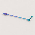 Offset Geometric titanium industrial barbell, detail view 8