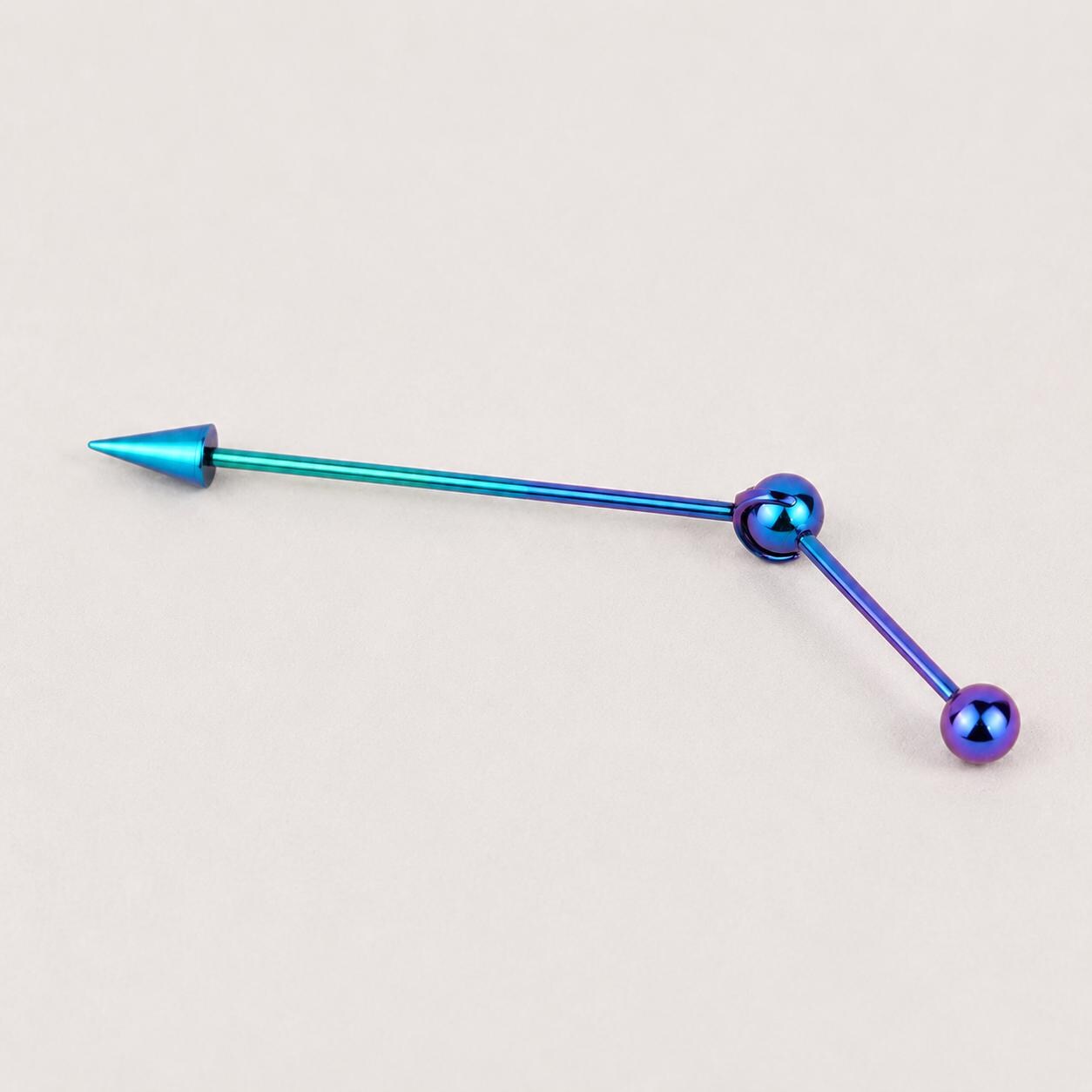 Offset Geometric titanium industrial barbell, detail view 9