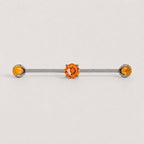 Opal Crystal titanium industrial barbell, detail view 10
