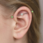 Opal Crystal titanium industrial barbell, detail view 2