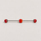 Opal Crystal titanium industrial barbell, detail view 3