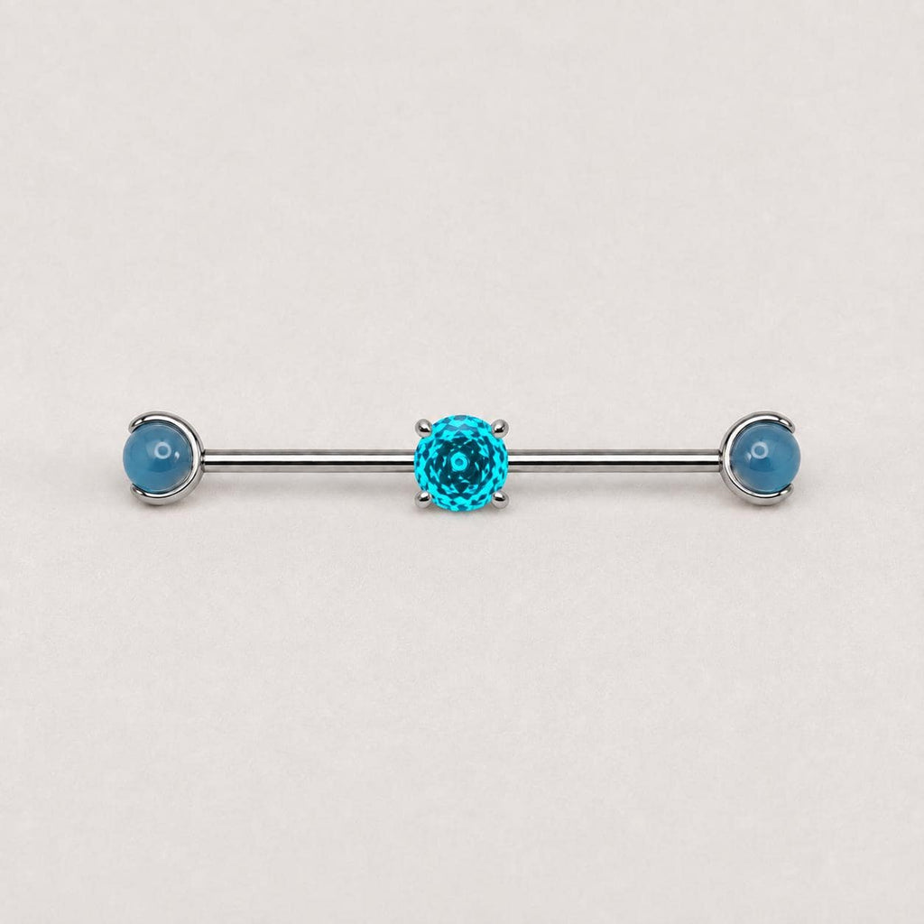 Opal Crystal titanium industrial barbell, detail view 4