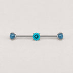 Opal Crystal titanium industrial barbell, detail view 4