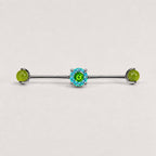 Opal Crystal titanium industrial barbell, detail view 5