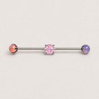 Opal Crystal titanium industrial barbell, detail view 7