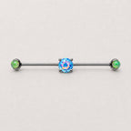 Opal Crystal titanium industrial barbell, detail view 8