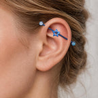 Open Star titanium industrial barbell, detail view 2