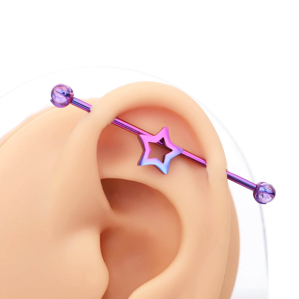 Open Star titanium industrial barbell, detail view 6