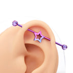 Open Star titanium industrial barbell, detail view 6