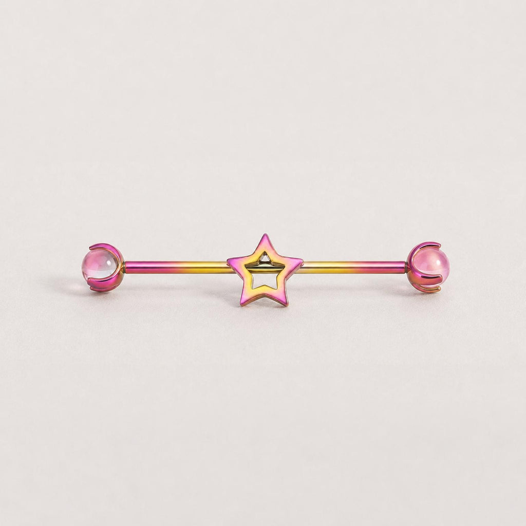 Open Star titanium industrial barbell, detail view 7