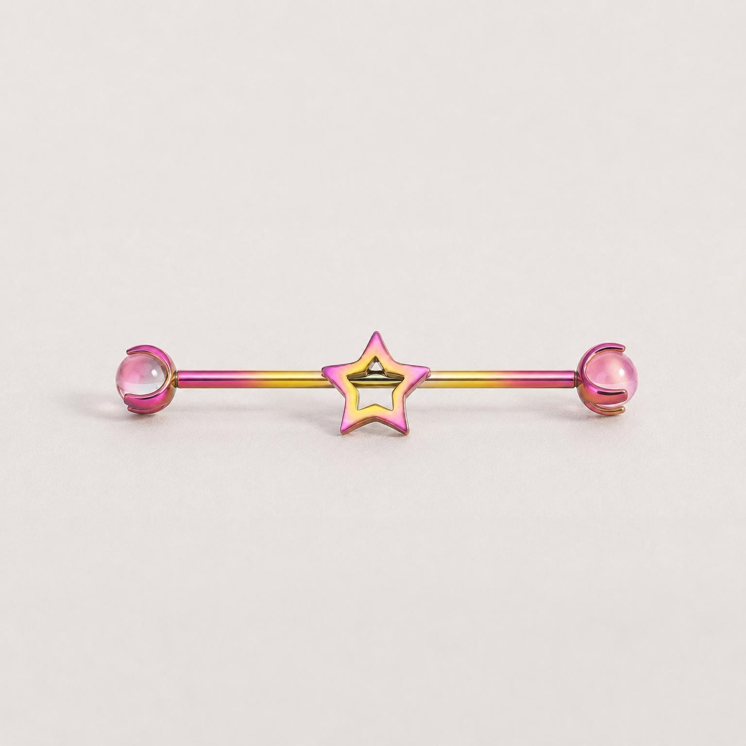 Open Star titanium industrial barbell, detail view 7