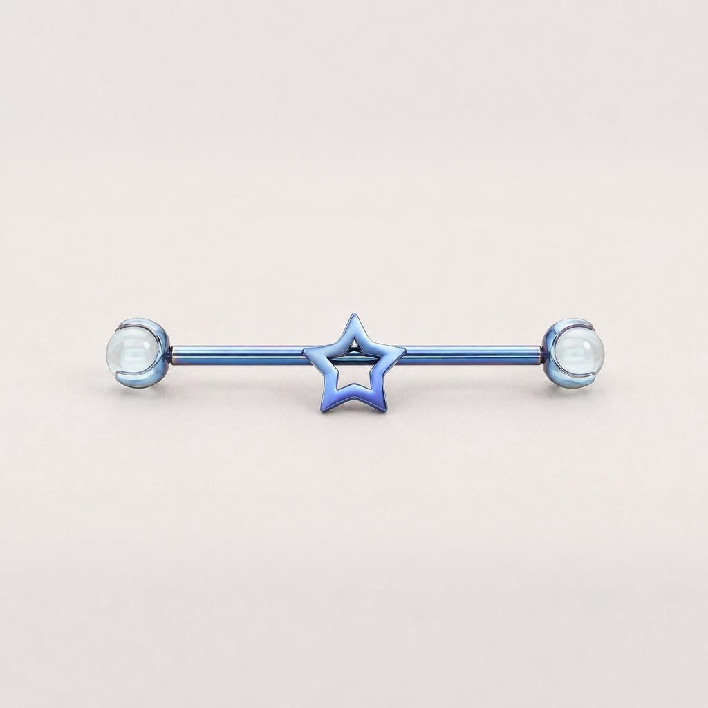 Open Star titanium industrial barbell, detail view 8