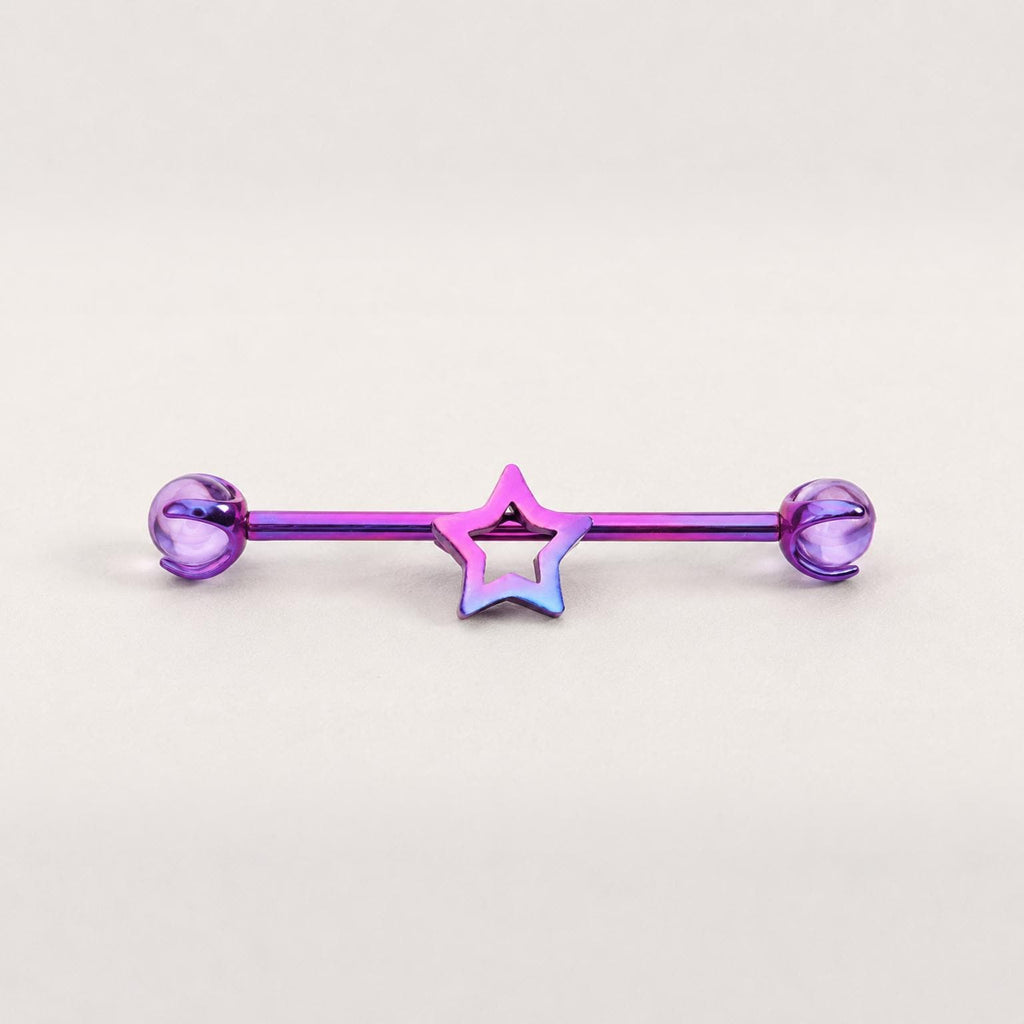 Open Star titanium industrial barbell, detail view 9