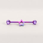 Open Star titanium industrial barbell, detail view 9
