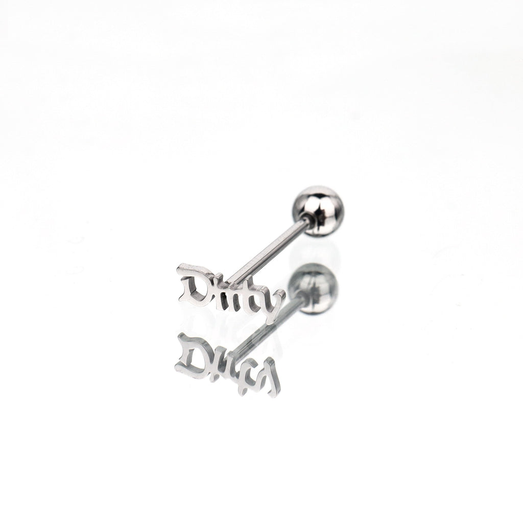 Surgical Steel Initial Tongue Ring | Custom Letter Short Barbell