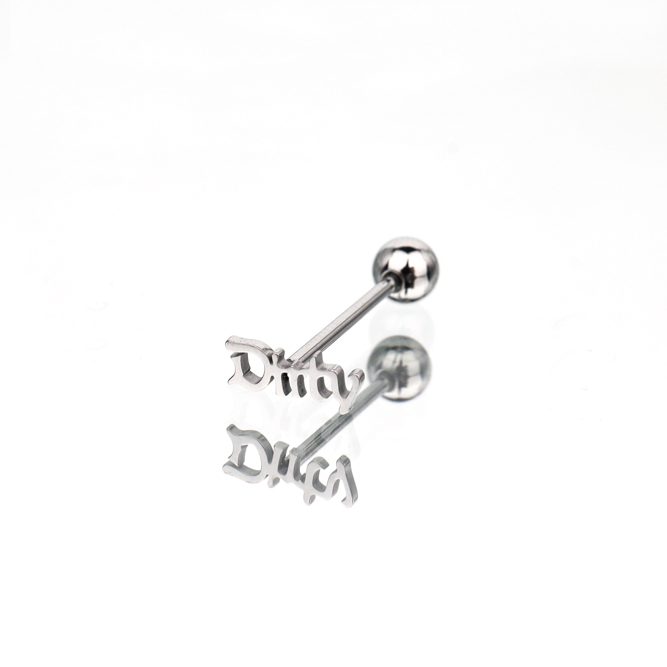 Surgical Steel Initial Tongue Ring | Custom Letter Short Barbell