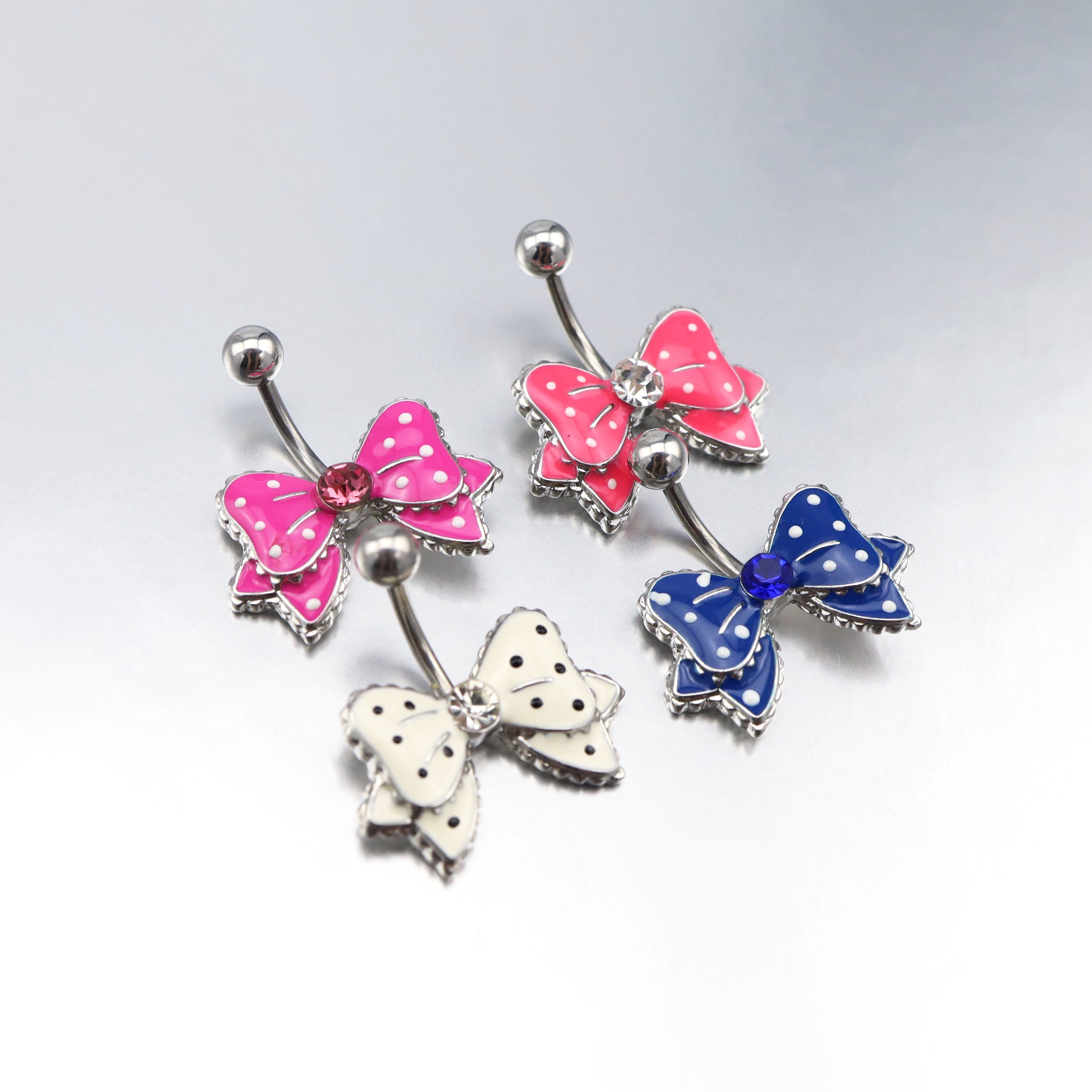 Butterfly Crystal Stainless Steel Belly Ring - Butterfly Crystal Stainless Steel Belly Ring - White by CRUXJEWELRY