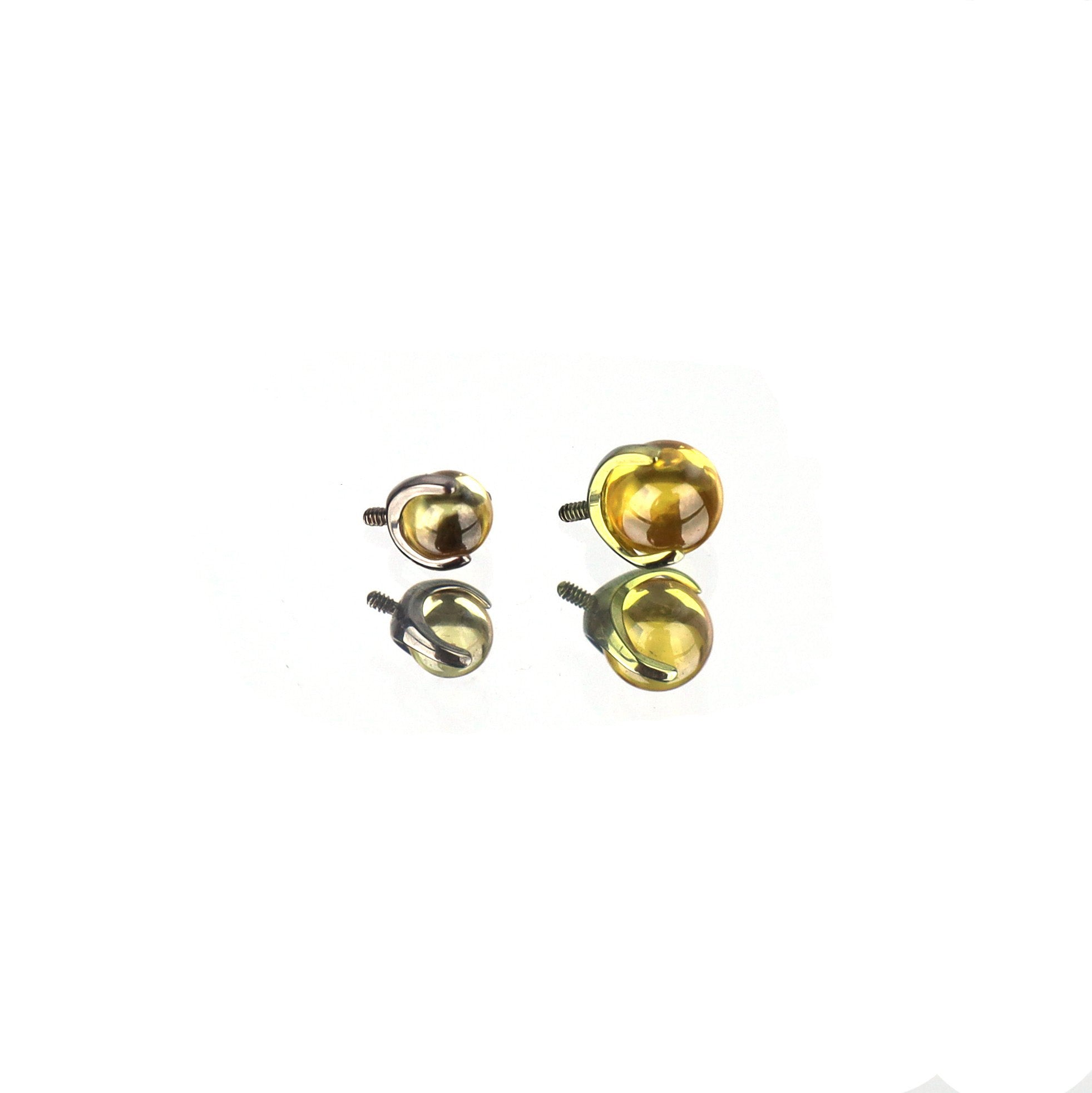 Rainbow CZ Basic ball Titanium Internally Threaded barbell stud - Rainbow CZ Basic ball Titanium Internally Threaded barbell stud - Yellow / 4mm / 10mm by CRUXJEWELRY