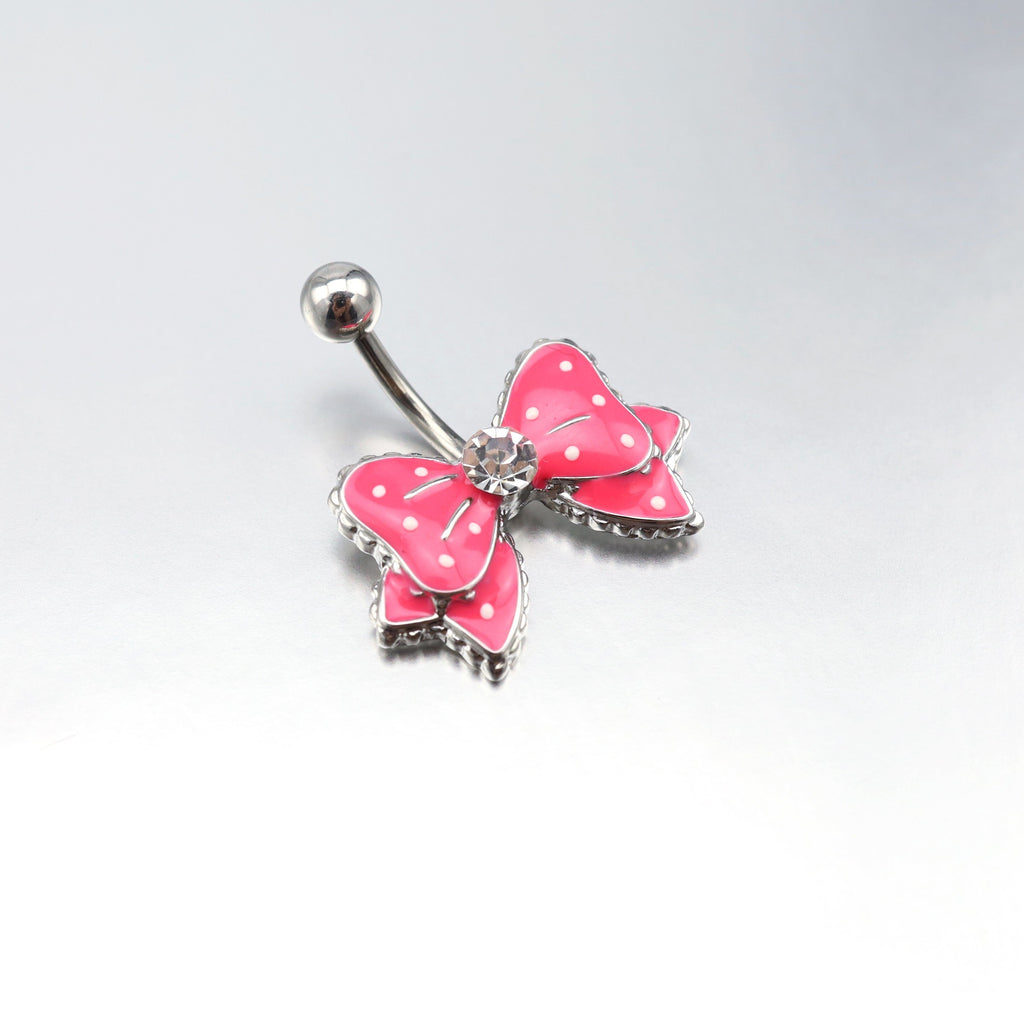 Butterfly Crystal Stainless Steel Belly Ring - Butterfly Crystal Stainless Steel Belly Ring - Pink by CRUXJEWELRY