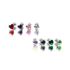 Heart-shaped CZ Bais Tongue Stud - Heart-shaped CZ Bais Tongue Stud - Pink / 14mm by CRUXJEWELRY