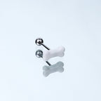 Resin white bone stainless steel tongue stud - Resin white bone stainless steel tongue stud - 1.2mm/16G / 12mm by CRUXJEWELRY