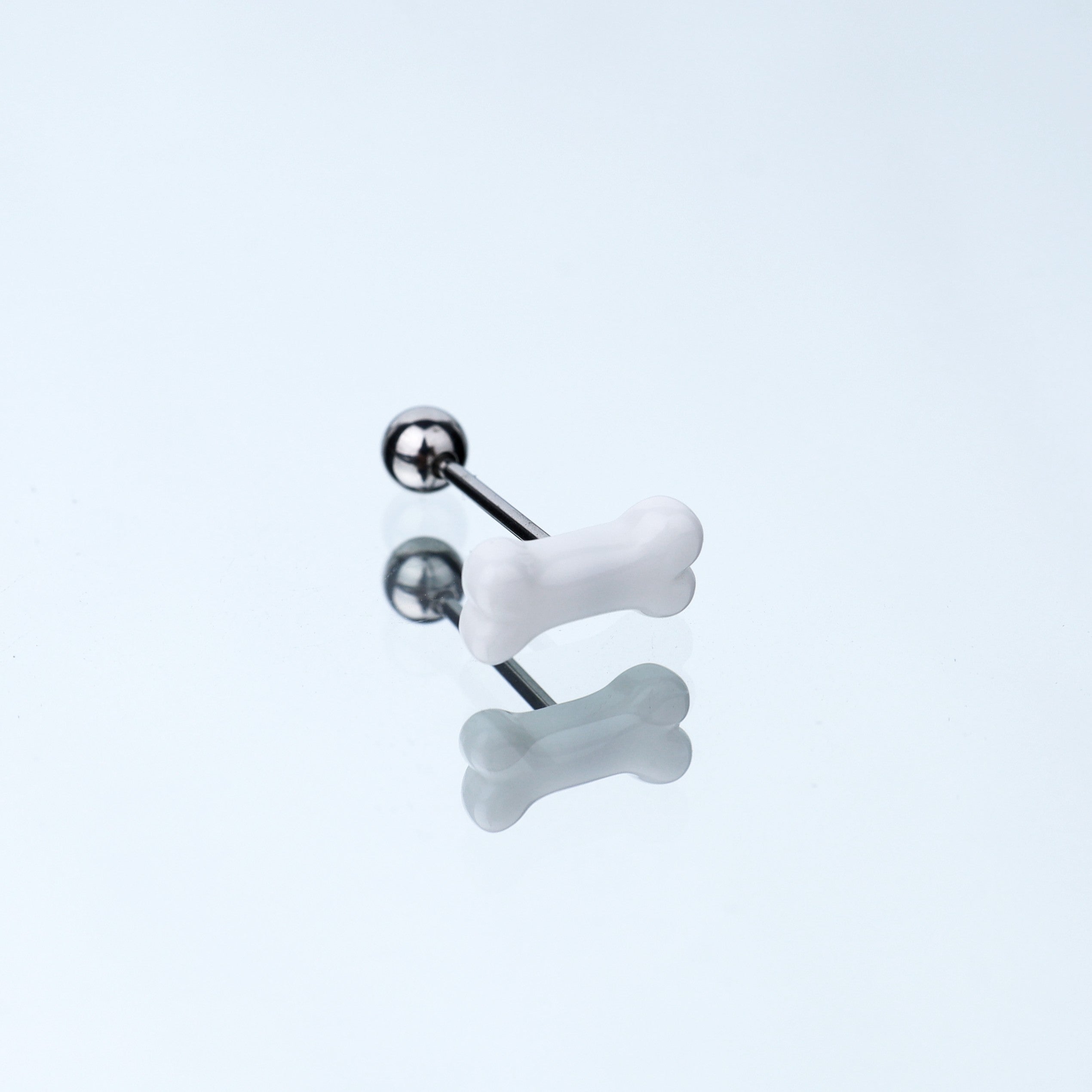 Resin white bone stainless steel tongue stud - Resin white bone stainless steel tongue stud - 1.2mm/16G / 12mm by CRUXJEWELRY