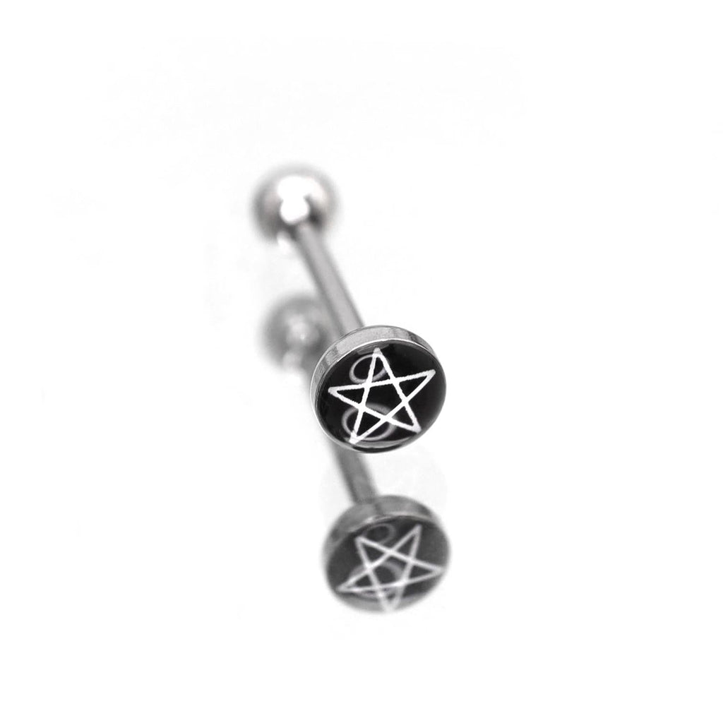 Resin Oil Slick Star tongue stud - Resin Oil Slick Star tongue stud - 1.2mm/16G / 10mm by CRUXJEWELRY