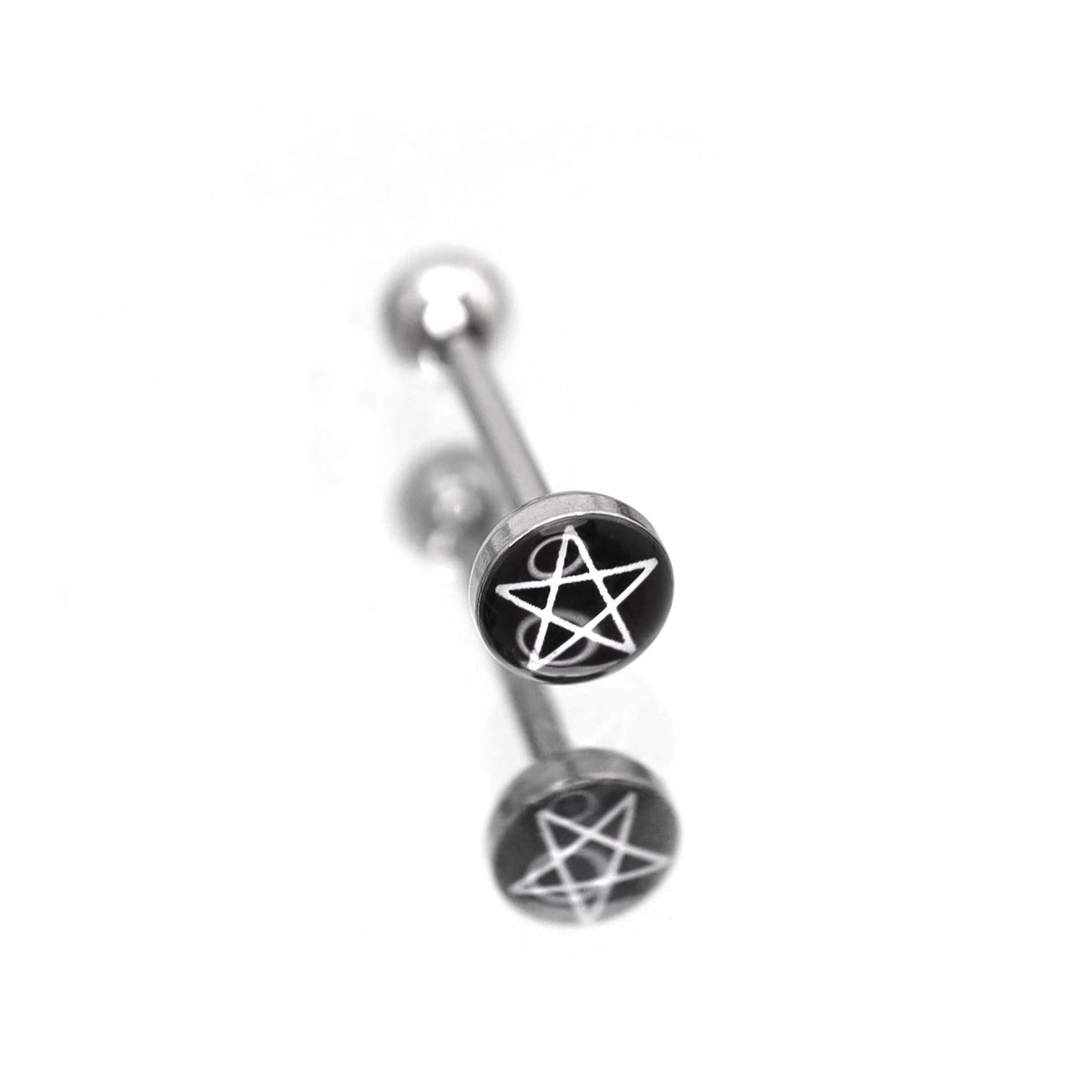 Resin Oil Slick Star tongue stud - Resin Oil Slick Star tongue stud - 1.2mm/16G / 10mm by CRUXJEWELRY