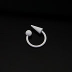 Pure White Tapered Orb Metal Horseshoe Ring - Pure White Tapered Orb Metal Horseshoe Ring - Spike & Ball / 8mm by CRUXJEWELRY