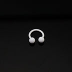 Pure White Tapered Orb Metal Horseshoe Ring - Pure White Tapered Orb Metal Horseshoe Ring - Ball & Ball / 8mm by CRUXJEWELRY