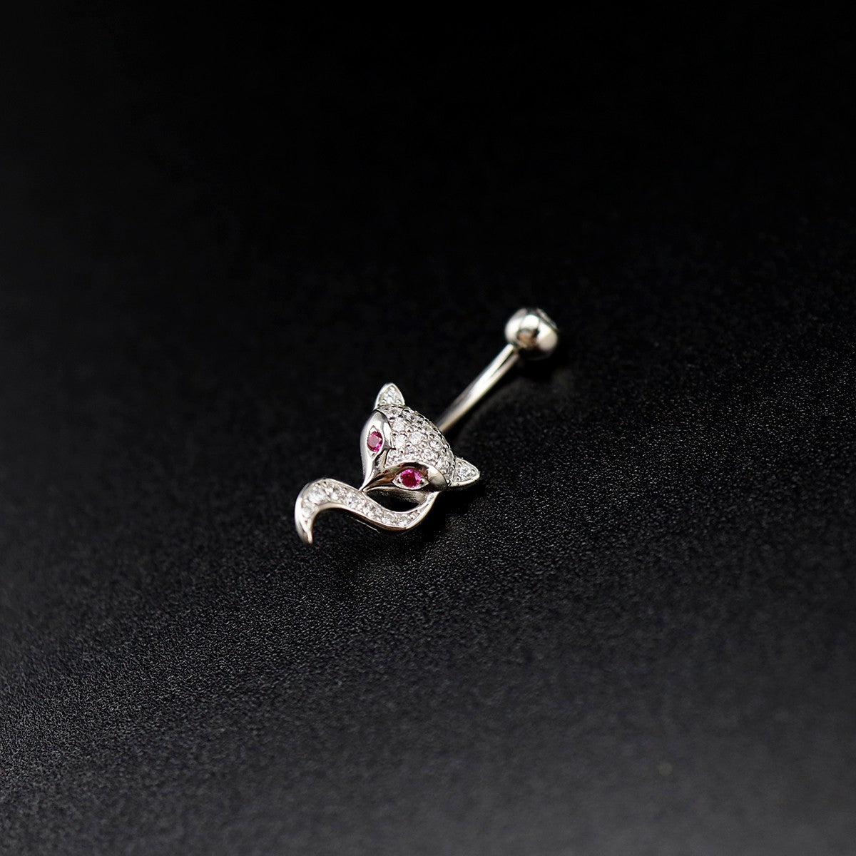 Fox CZ S925 Sterling Silver Belly Ring - Fox CZ S925 Sterling Silver Belly Ring - 6mm by CRUXJEWELRY