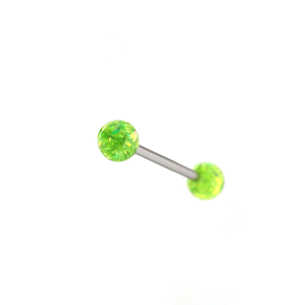 Vibrant Acrylic stainless steel Straight Barbell - Vibrant Acrylic stainless steel Straight Barbell - Green / 10mm by CRUXJEWELRY