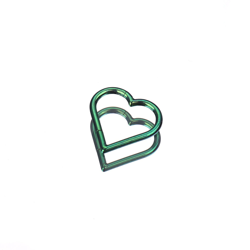 Heart-shaped Titanium Septum Ring - Heart-shaped Titanium Septum Ring - Green / 8mm by CRUXJEWELRY