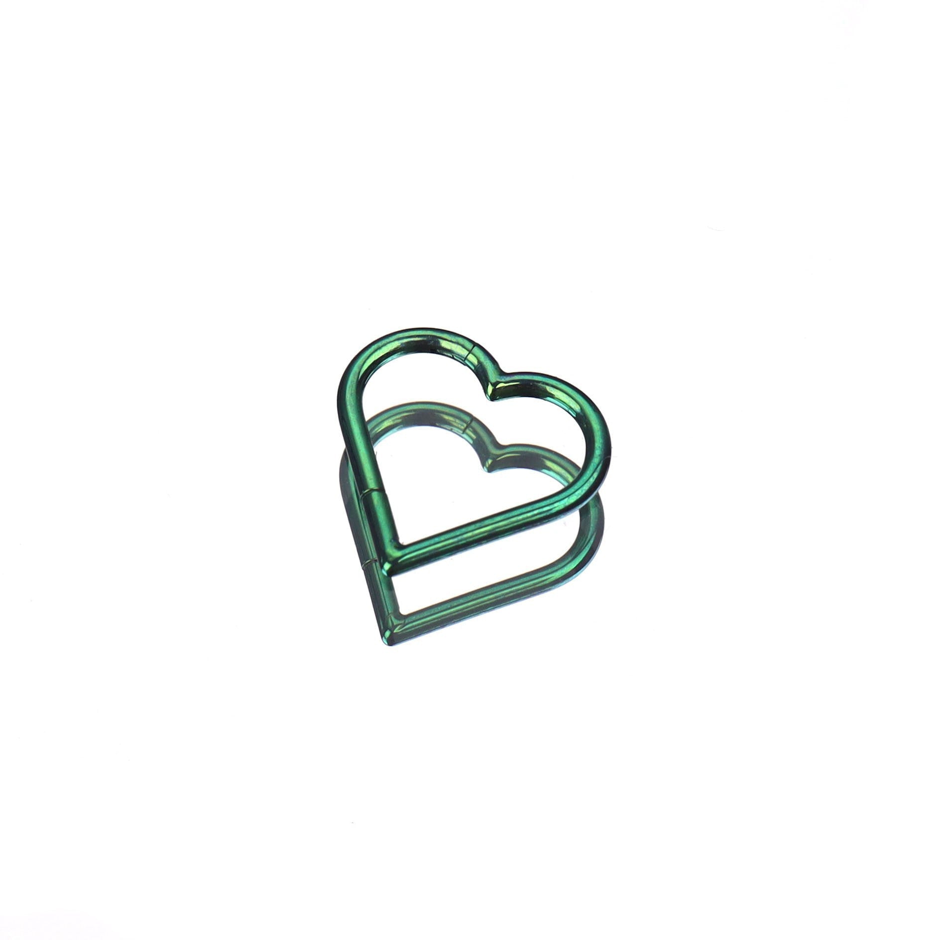 Heart-shaped Titanium Septum Ring - Heart-shaped Titanium Septum Ring - Green / 8mm by CRUXJEWELRY