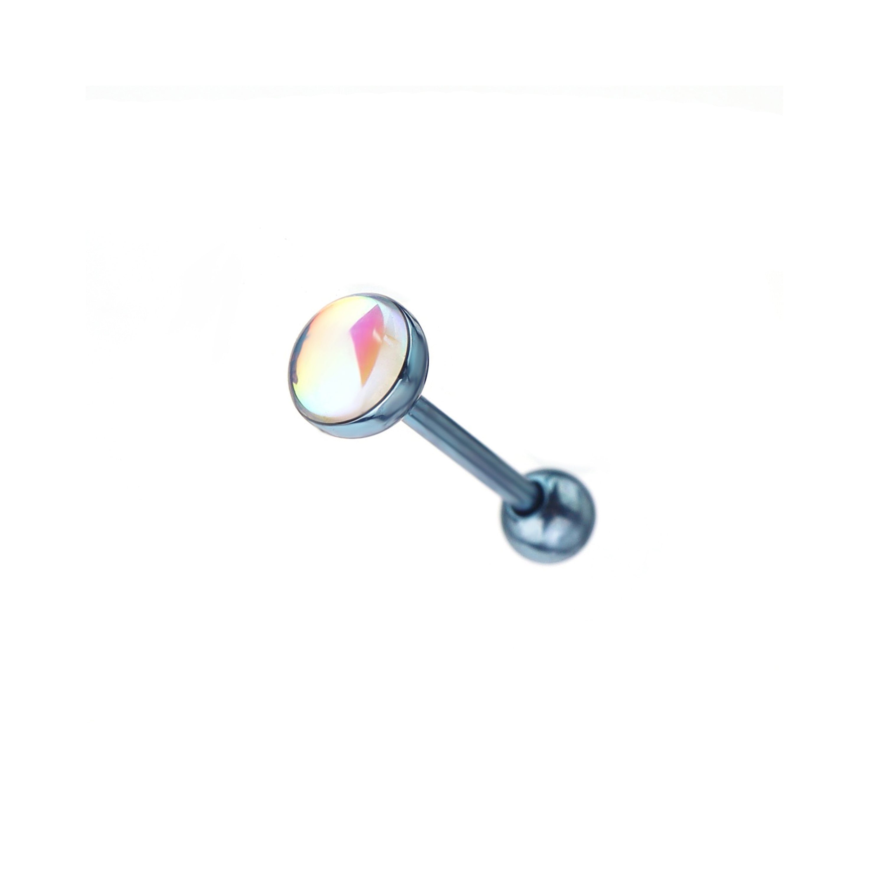 Dreamy Oil Resin Titanium Tongue Stud - Dreamy Oil Resin Titanium Tongue Stud - radiant-white / 10mm by CRUXJEWELRY