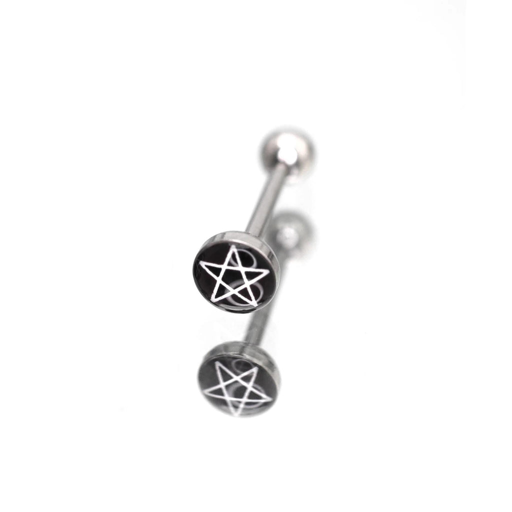 Resin Oil Slick Star tongue stud - Resin Oil Slick Star tongue stud - 1.2mm/16G / 10mm by CRUXJEWELRY