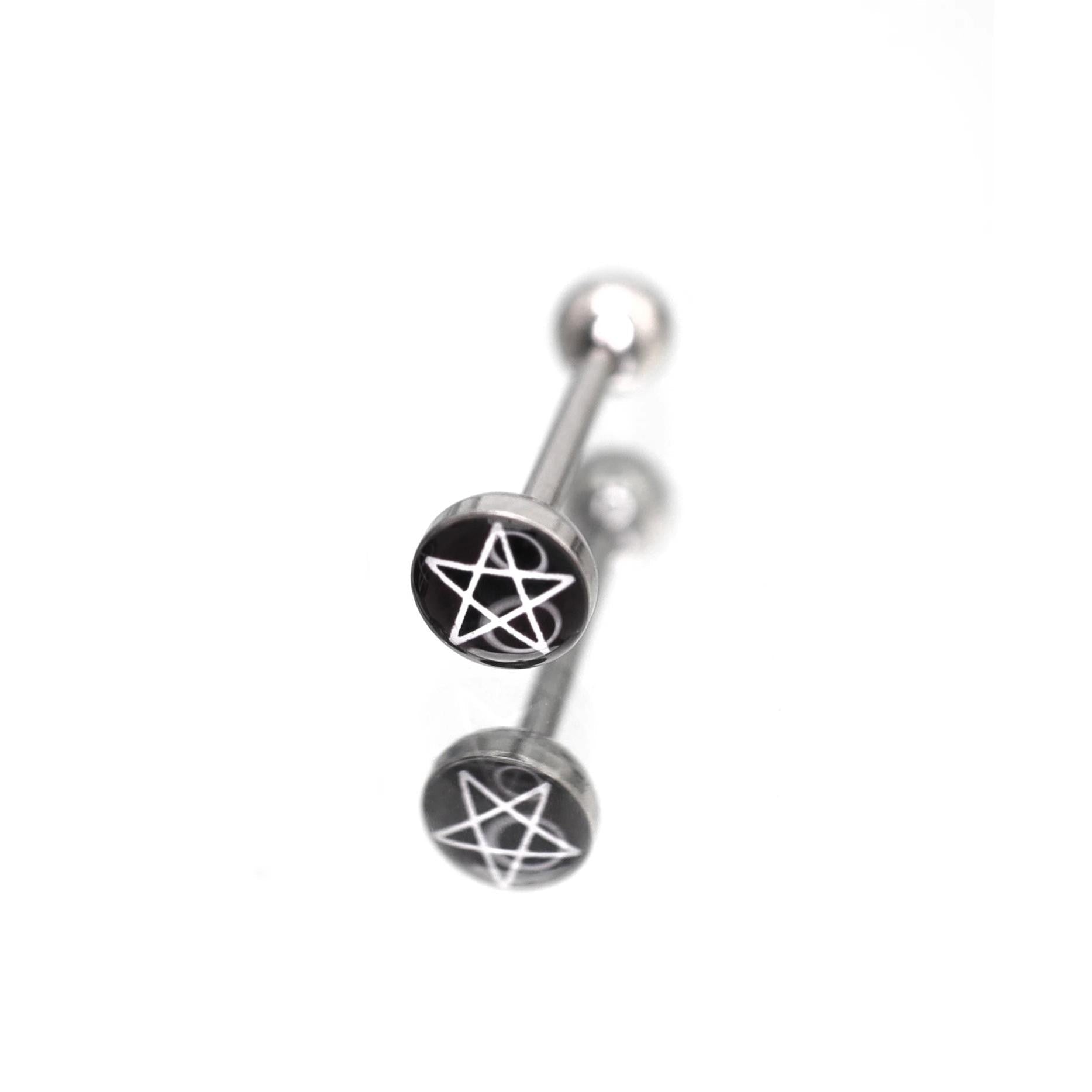 Resin Oil Slick Star tongue stud - Resin Oil Slick Star tongue stud - 1.2mm/16G / 10mm by CRUXJEWELRY