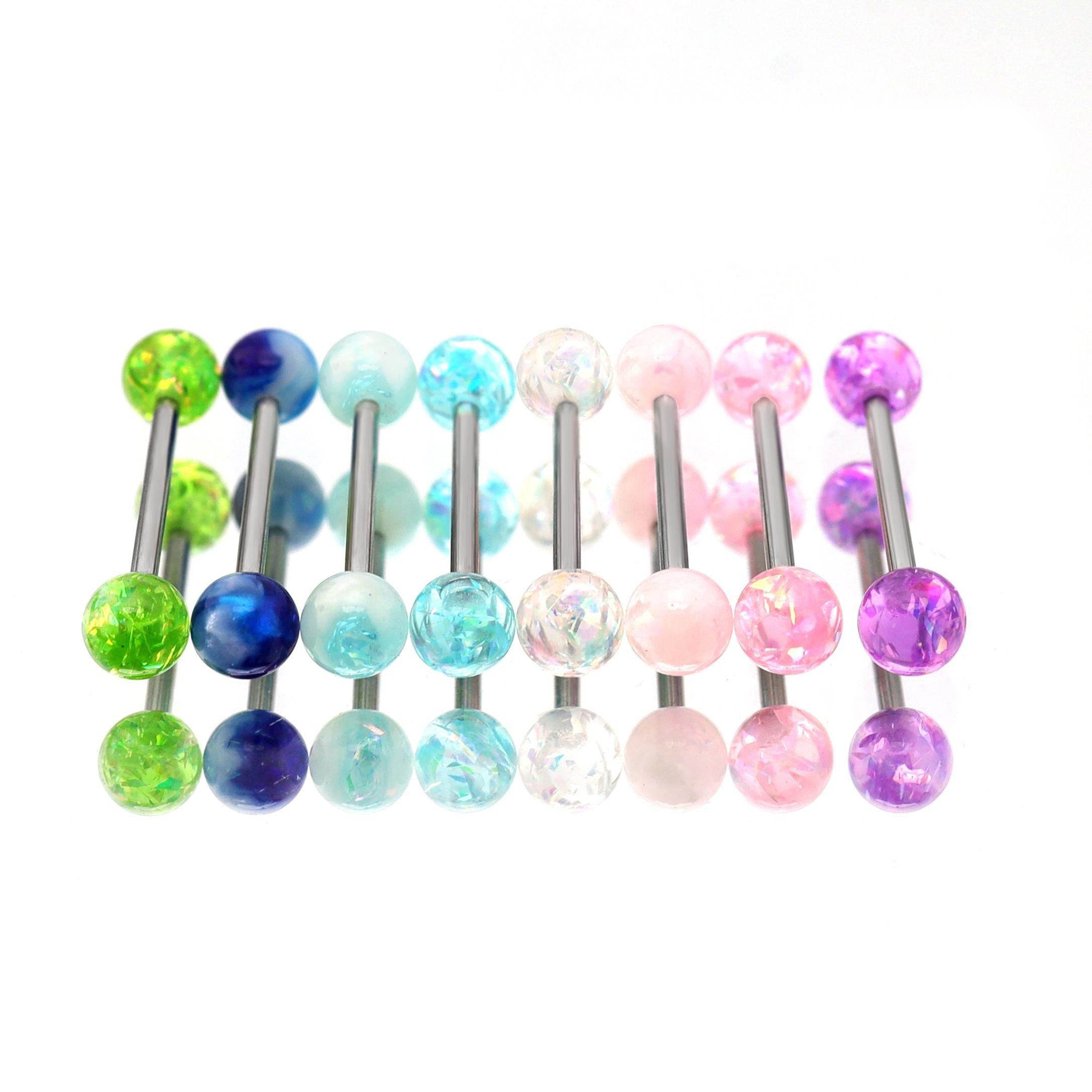Vibrant Acrylic stainless steel Straight Barbell - Vibrant Acrylic stainless steel Straight Barbell - Light Blue / 10mm by CRUXJEWELRY