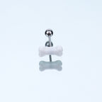 Resin white bone stainless steel tongue stud - Resin white bone stainless steel tongue stud - 1.2mm/16G / 12mm by CRUXJEWELRY