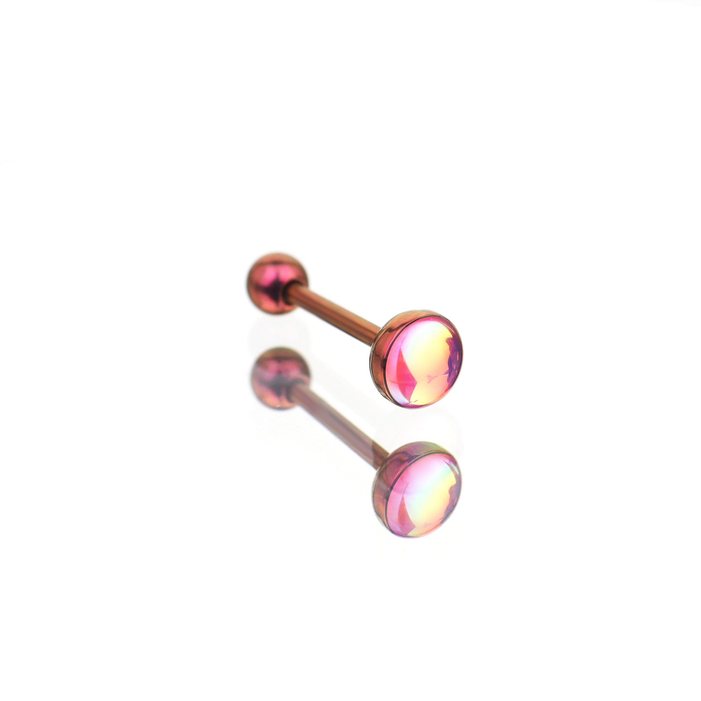 Dreamy Oil Resin Titanium Tongue Stud - Dreamy Oil Resin Titanium Tongue Stud - pink-1 / 10mm by CRUXJEWELRY