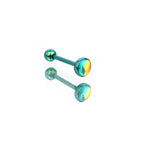 Dreamy Oil Resin Titanium Tongue Stud - Dreamy Oil Resin Titanium Tongue Stud - green-1 / 10mm by CRUXJEWELRY